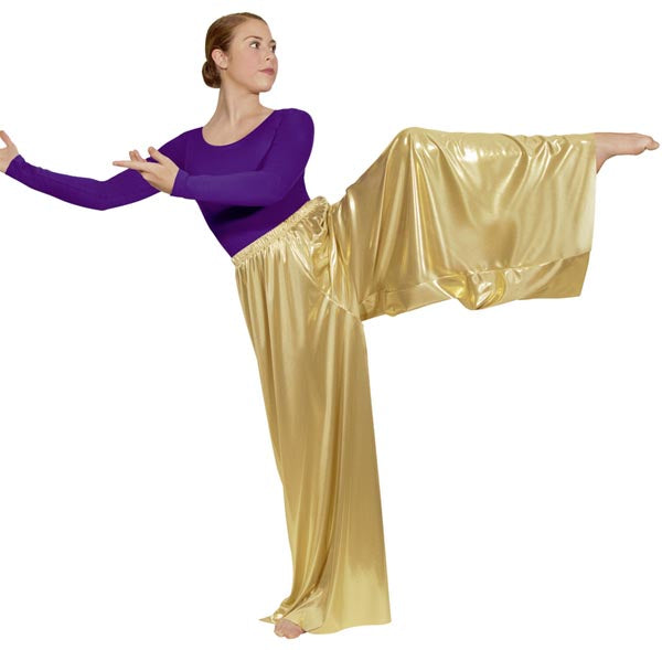 eurotard 14691 metallic palazzo pants gold